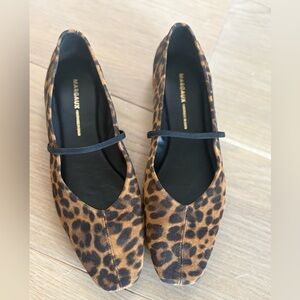 Margaux Animal Print Flats with Black Strap